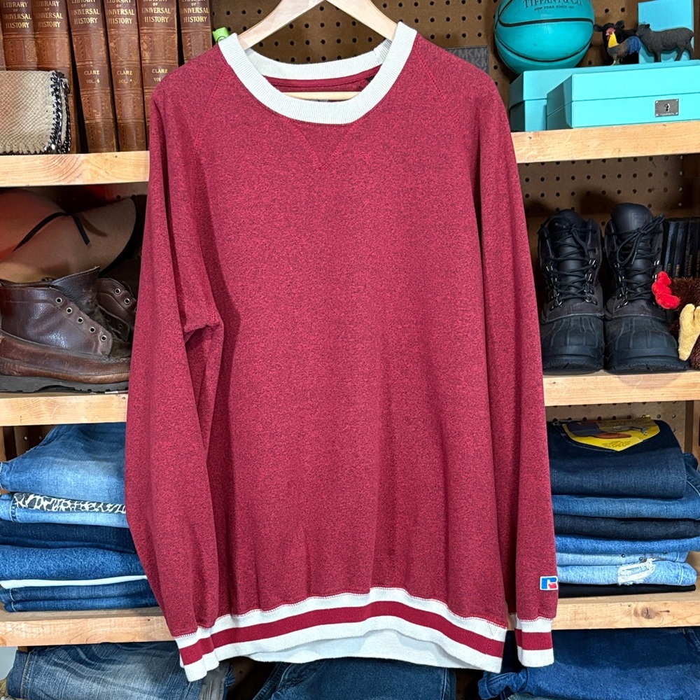 Russell Men's Maroon Crewneck Sweater